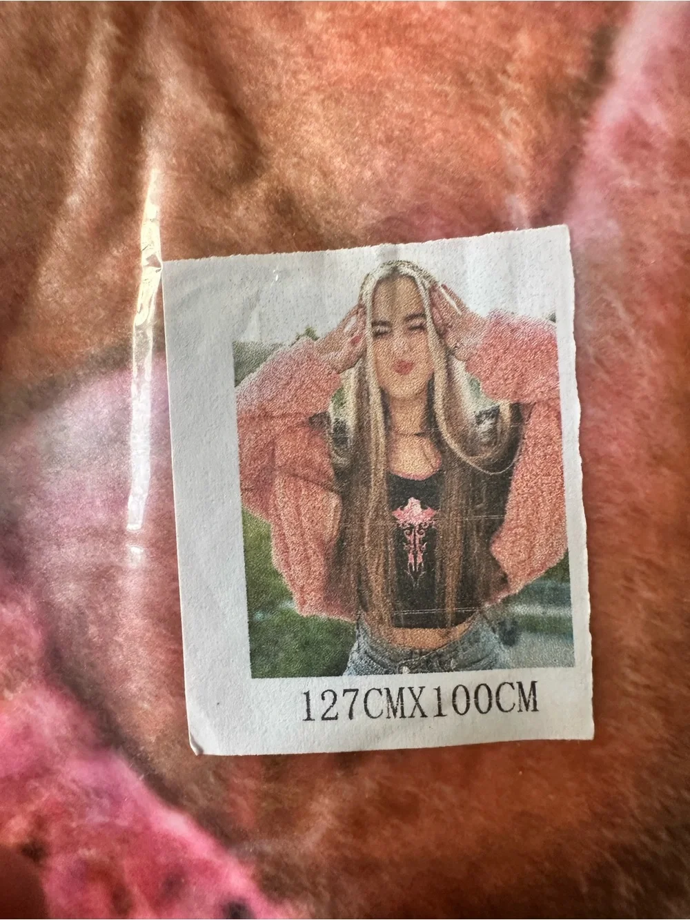 Source Unknown Pink and Brown Faux Fur Throw Blanket